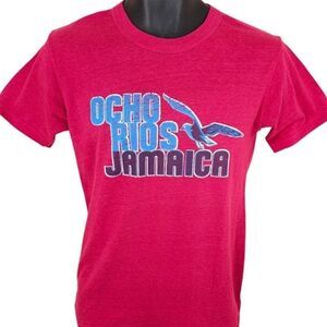 Vintage Ocho Rios Jamaica T Shirt Mens Size Small Pink 80s Travel Destination
